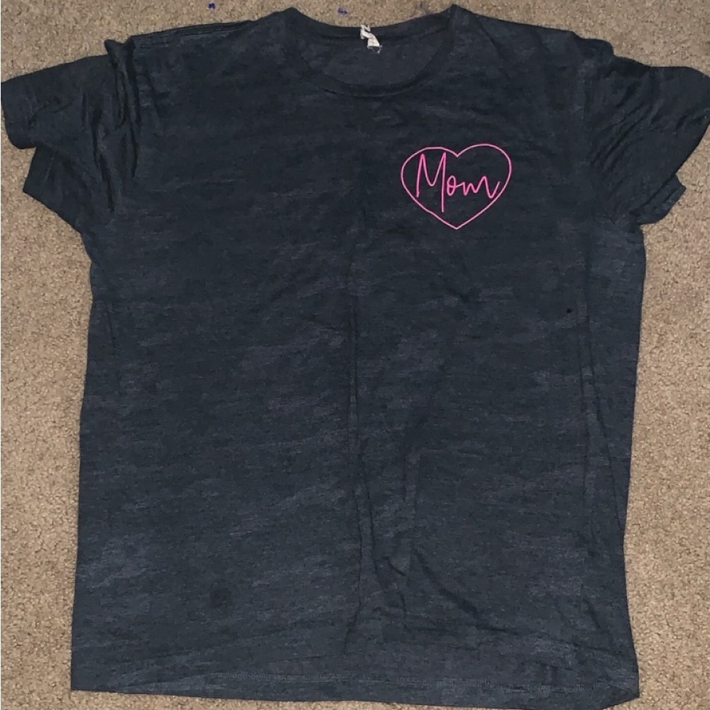 Women's Black Tee with Pink Heart Design